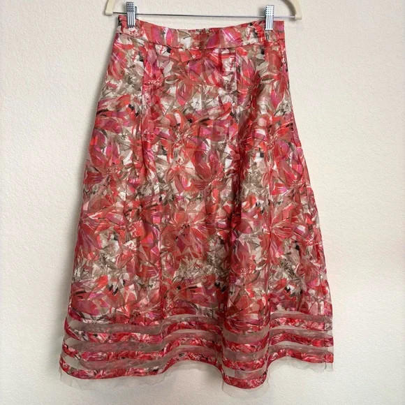 NWT Anthropologie Sachin + Babi Strawberry Hill Tulle Midi Skirt Women’s 6 Event - Picture 2 of 10